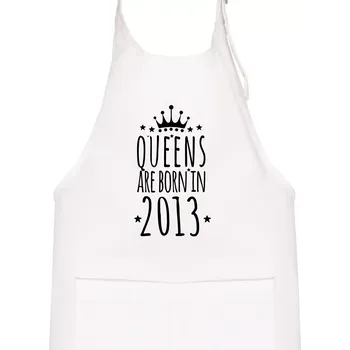 Kuchyňská zástěra Queens are born in 2013 - Dětská zástěra na vaření - Univerzální velikost ( Bílá )