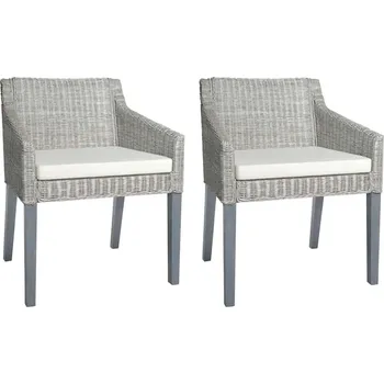 Jídelní židle OMAXI Jídelní židle s poduškami 2 ks šedé přírodní ratan 143230