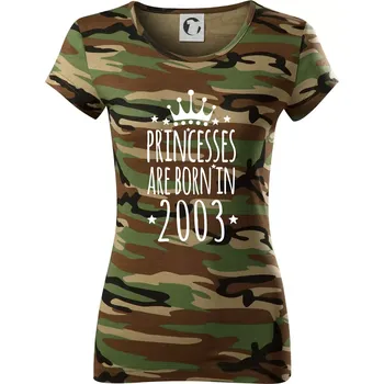 Princesses are born in 2003 - Dámské maskáčové triko - 2XL ( Hnědý maskáč )