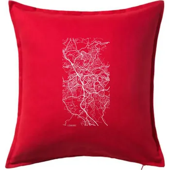 Polštář Mapy měst černobílé Liberec - Polštář 50x50 - 50x50 - Pouze potah ( Červená )