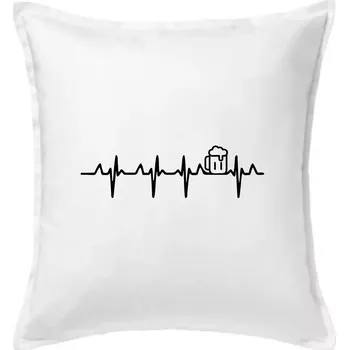 Polštář EKG pivo - Polštář 50x50 - 50x50 - Včetně výplně ( Bílá )