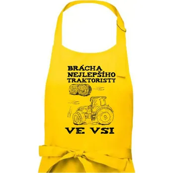 Kuchyňská zástěra Brácha nejlepšího traktoristy ve vsi - Pánská zástěra na vaření - Univerzální velikost ( Žlutá )