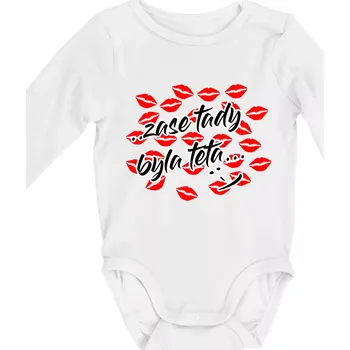 Kojenecký body Pusinky zase tady byla teta - Body kojenecké s dlouhým rukávem - Dlouhý r. do 3 měs ( Bílá )