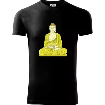 Pánské tričko Budha zelenožlutý - Viper FIT - Pánské zůžené tričko - L ( Černá )