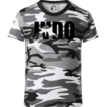 Chlapecké tričko Judo - Nápis - Dětské maskáčové triko - 104-110cm / 3-4 roky ( Šedý maskáč )