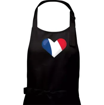 Kuchyňská zástěra Francouzská vlajka srdce - Dámská zástěra na vaření - Univerzální velikost ( Černá )