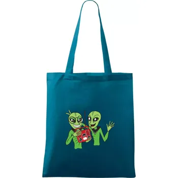 Ufo a rádio (Pecka design) - Taška bavlněná - 42 x 38 cm ( Petrolejová )