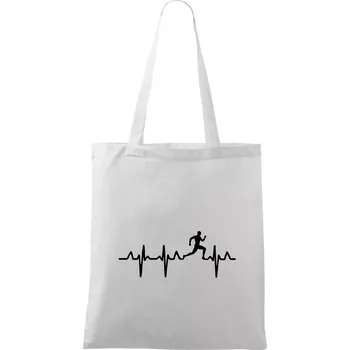 Nákupní taška EKG běžec - muž - Taška bavlněná - 42 x 38 cm ( Bílá )