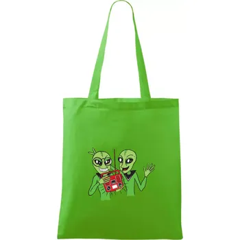 Nákupní taška Ufo a rádio (Pecka design) - Taška bavlněná - 42 x 38 cm ( Apple Green )