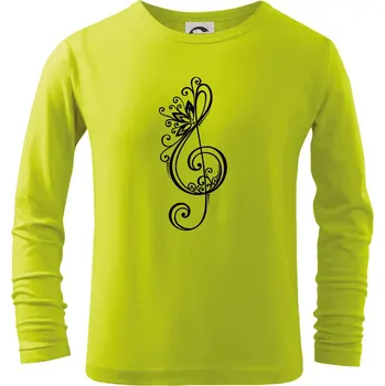 Dětská móda Houslový klíč kytky - Triko dětské Long Sleeve - 134 cm/8 let ( Limetková )