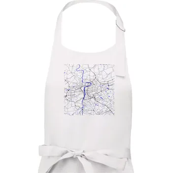 Kuchyňská zástěra Praha - Mapa s vodními toky - Dámská zástěra na vaření - Univerzální velikost ( Bílá )