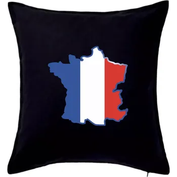 Polštář Francouzská vlajka mapa obrys - Polštář 50x50 - 50x50 - Pouze potah ( Černá )
