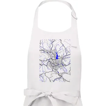 Kuchyňská zástěra Jablonec nad Nisou - Mapa s vodními toky - Pánská zástěra na vaření - Univerzální velikost ( Bílá )