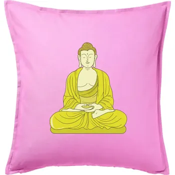 Polštář Budha zelenožlutý - Polštář 50x50 - 50x50 - Pouze potah ( Růžová )