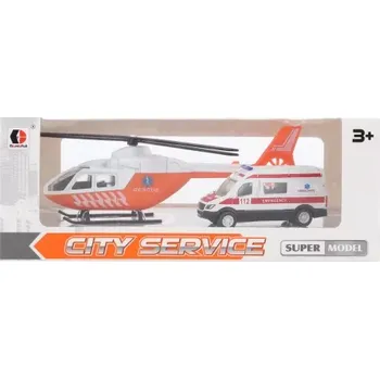 autíčko Lamps CITY SERVICE Sanitka a helikoptéra kovová