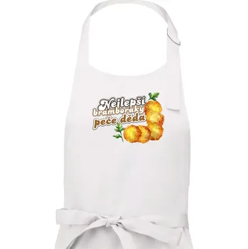 Kuchyňská zástěra Nejlepší bramboráky peče děda - Pánská zástěra na vaření - Univerzální velikost ( Bílá )