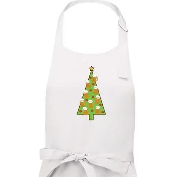 Kuchyňská zástěra Nic více nepotřebuji - stromeček a pivo (Pecka design) - Dámská zástěra na vaření - Univerzální velikost ( Bílá )