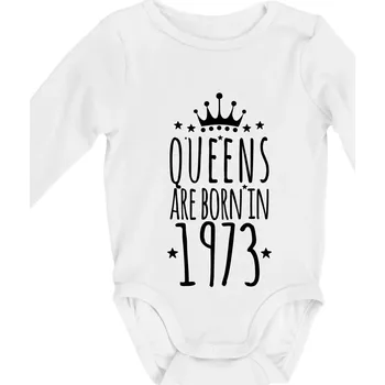 Kojenecký body Queens are born in 1973 - Body kojenecké s dlouhým rukávem - Dlouhý r. do 3 měs ( Bílá )