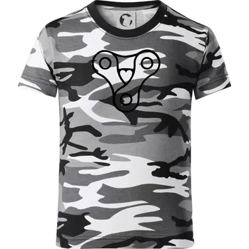 Chlapecké tričko Cyklo srdce řetěz trojúhelník - Dětské maskáčové triko - 104-110cm / 3-4 roky ( Šedý maskáč )