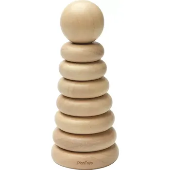 Dřevěná hračka PlanToys Stohovací kroužky - přírodní