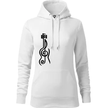 Dámská mikina Houslový klíč kytara - Mikina dámská Cape s kapucí - XS ( Bílá )