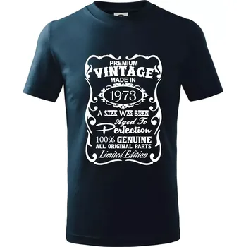 Vintage Etiketa - 1973 - Tričko dětské bavlněné - 98 cm / 2 roky ( Námořní modrá (velmi tmavá - téměř černá) )