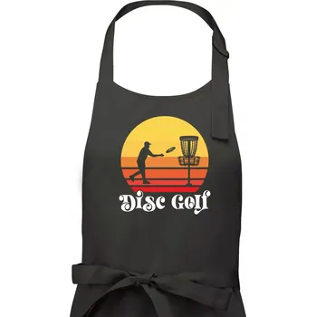 Kuchyňská zástěra Disc golf postava vintage - Pánská zástěra na vaření - Univerzální velikost ( Dřevěné uhlí )