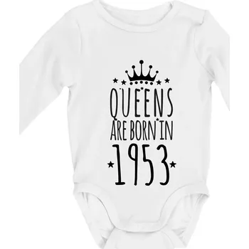 Queens are born in 1953 - Body kojenecké s dlouhým rukávem - Dlouhý r. 3-6 měs ( Bílá )