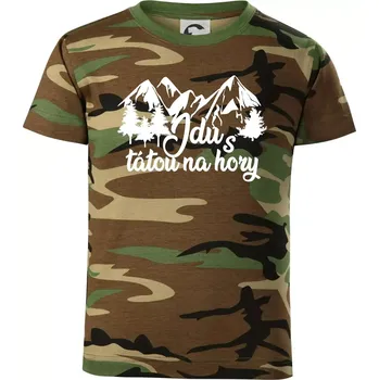 Chlapecké tričko Jdu s tátou na hory - Dětské maskáčové triko - 146 cm/10 let ( Hnědý maskáč )