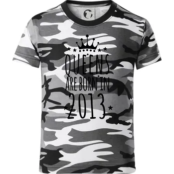 Chlapecké tričko Queens are born in 2013 - Dětské maskáčové triko - 146 cm/10 let ( Šedý maskáč )