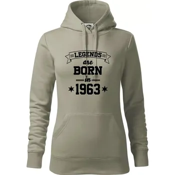 Dámská mikina Legends are born in 1963 - Mikina dámská Cape s kapucí - L ( Light khaki )