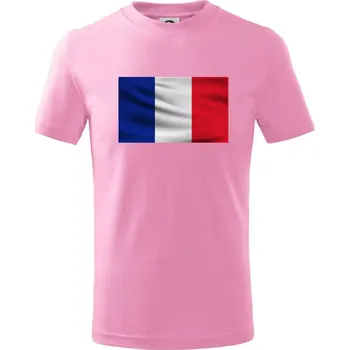 Francouzská vlajka obdélník - Tričko dětské bavlněné - 122 cm/6 let ( Růžová )