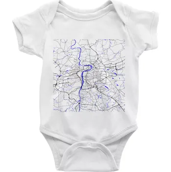 Kojenecký body Praha - Mapa s vodními toky - Body kojenecké s krátkým rukávem - Krátký r. 12-18 měs ( Bílá )