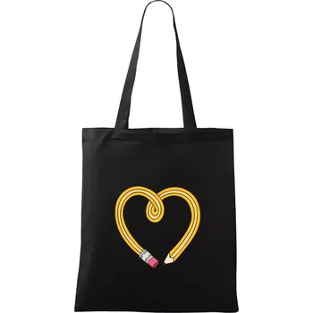 Tužka srdce - Taška bavlněná - 42 x 38 cm ( Černá )
