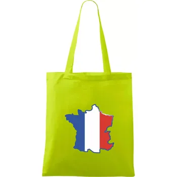 Francouzská vlajka mapa obrys - Taška bavlněná - 42 x 38 cm ( Limetková )