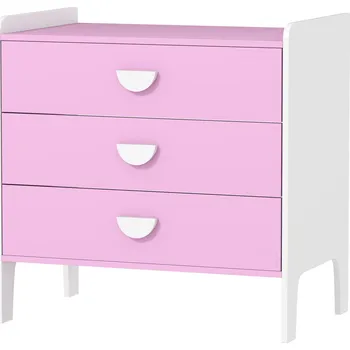 Komoda Dětská komoda se 3 zásuvkami 60x40x60 cm | růžová + bílá