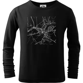 Chlapecké tričko Mapy měst černobílé Turnov - Triko dětské Long Sleeve - 158 cm/12 let ( Černá )