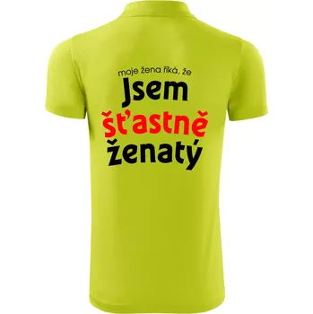 Pánská košile Moje žena říká, že jsem šťastně ženatý - Polokošile Victory sportovní (dresovina) - 3XL ( Limetková )