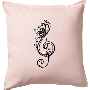 Polštář Houslový klíč kytky - Polštář 50x50 - 50x50 - Pouze potah ( Světle růžová )