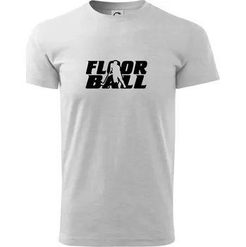 Pánské tričko Floorball nápis rovný - Triko extra velké (5-8XL) - 8XL ( Světlešedý Melír )