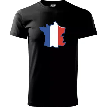 Francouzská vlajka mapa obrys - Triko extra velké (5-8XL) - 7XL ( Černá )