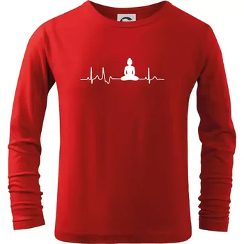 Chlapecké tričko Ekg Budha - Triko dětské Long Sleeve - 134 cm/8 let ( Červená )