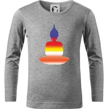 Chlapecké tričko Budha duhový - Triko dětské Long Sleeve - 122 cm/6 let ( Tmavě šedý melír )