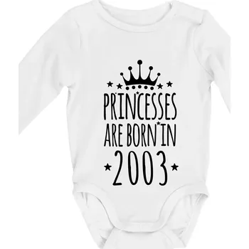 Kojenecký body Princesses are born in 2003 - Body kojenecké s dlouhým rukávem - Dlouhý r. do 3 měs ( Bílá )