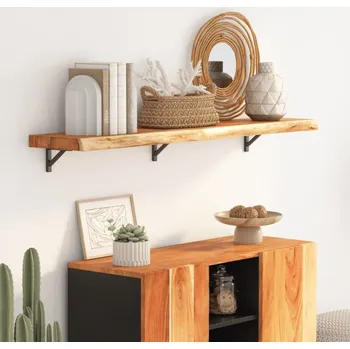 Stolová deska OMAXI Nástěnná police 110x20x2,5cm obdélník masivní akácie živá hrana 089563