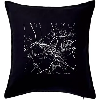 Polštář Mapy měst černobílé Turnov - Polštář 50x50 - 50x50 - Pouze potah ( Černá )