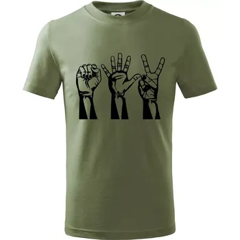 Chlapecké oblečení Kámen nůžky papír černé - Tričko dětské bavlněné - 104-110cm / 3-4 roky ( Khaki )