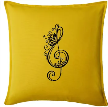Polštář Houslový klíč kytky - Polštář 50x50 - 50x50 - Pouze potah ( Žlutá )