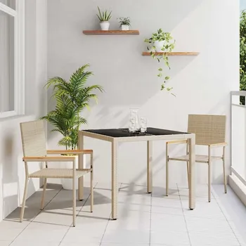 OMAXI Zahradní jídelní souprava 3 pcs Béžová polyratan 455055