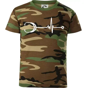 Chlapecké tričko EKG stetoskop - Dětské maskáčové triko - 134 cm/8 let ( Hnědý maskáč )